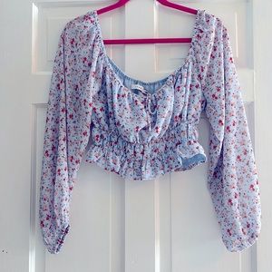 Puff Sleeve crop top with cinched waist